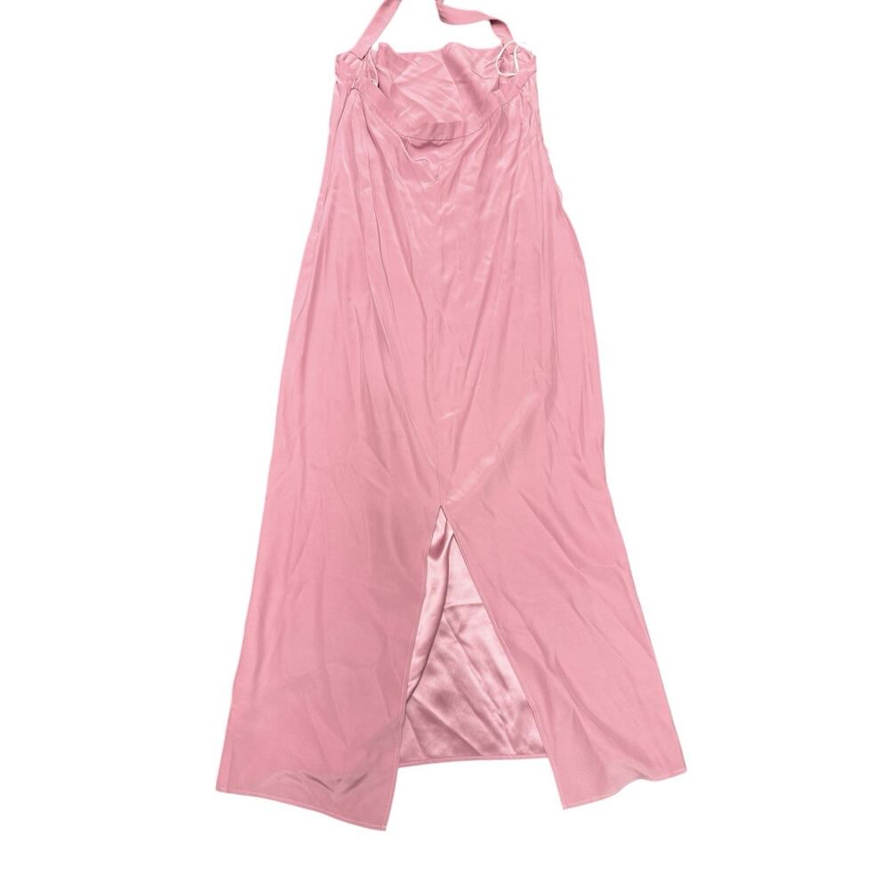 Reformation Alli Silk Midi Dress Sugar Plum Halter Pink Size 10 Square Neck - Picture 9 of 14
